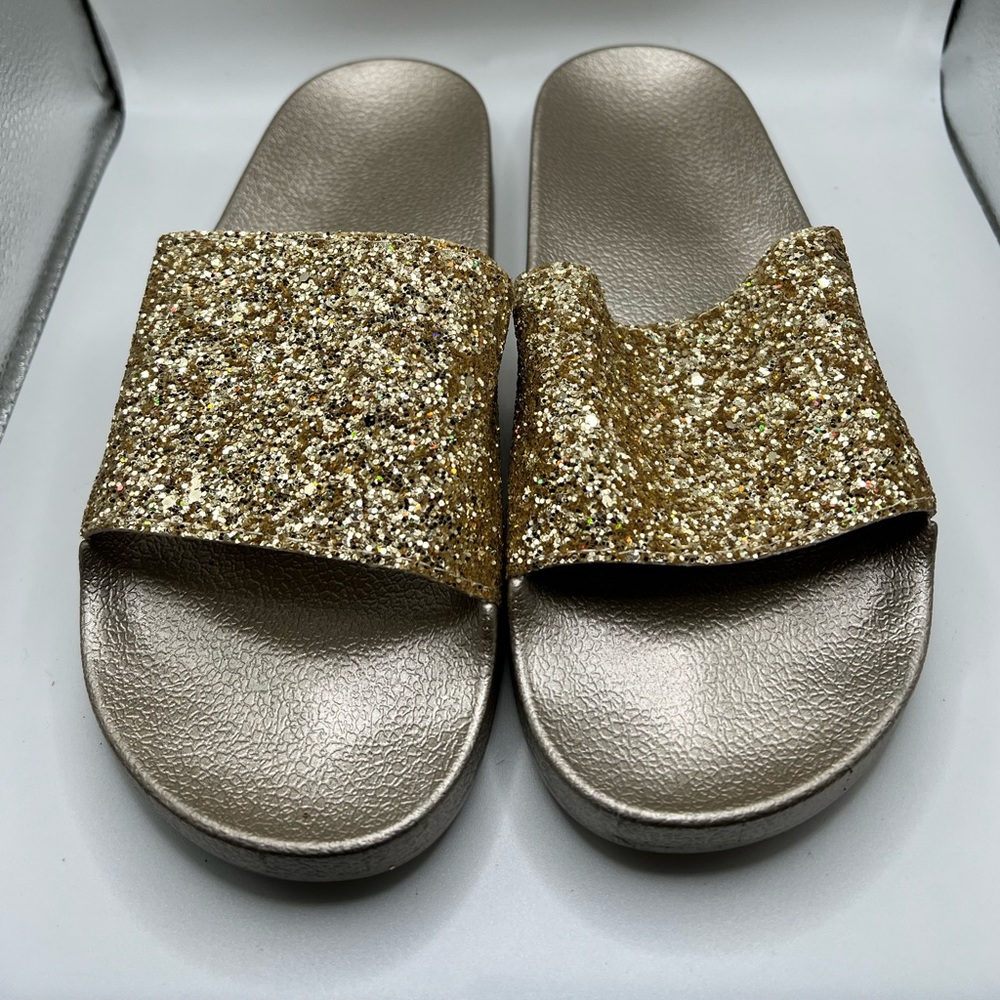 Gold Glitter Slides Sz9/40